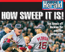 Boston Herald front page World Series victory poster