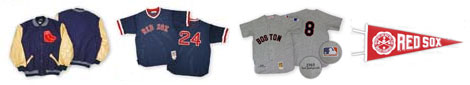 Boston Red Sox classic uniforms, jackets and pennants